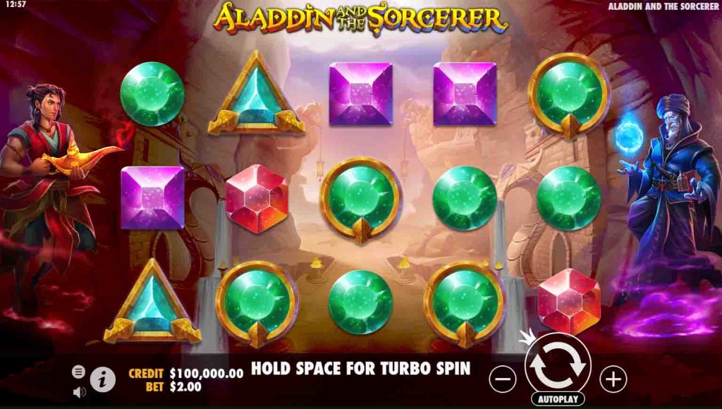 Aladdin and the Sorcerer สล็อตออนไลน์จากค่ายเกม Pragmatic Play 